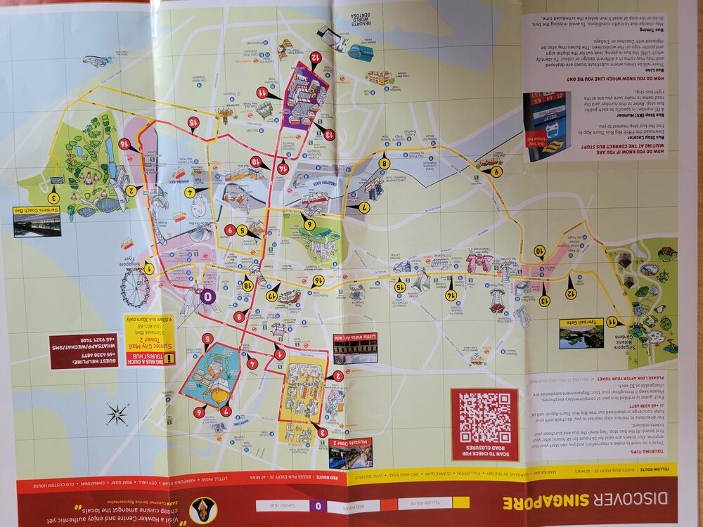 Visite de Singapour en Big Bus Singapore : itinéraires ligne rouge et ligne jaune